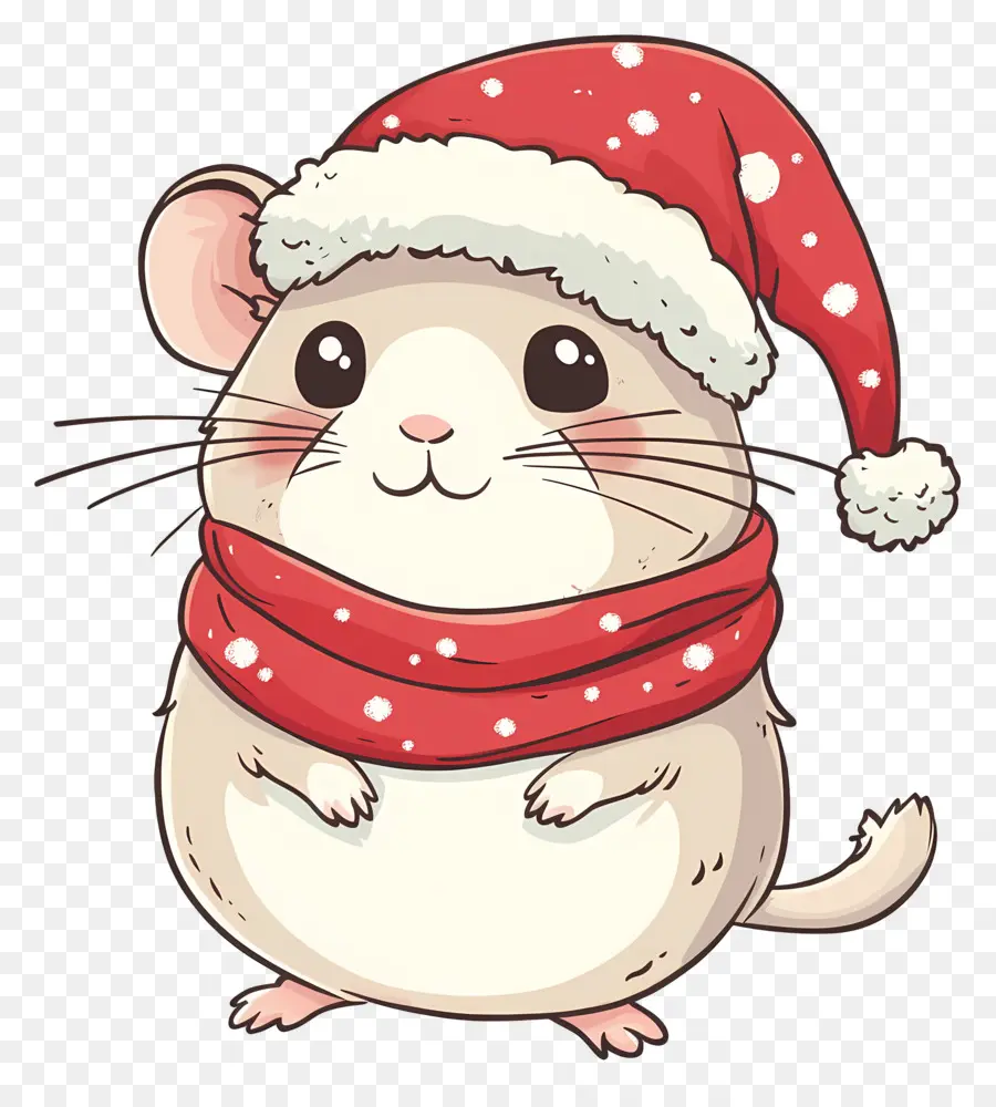 Hamster Natal，Hamster Kartun Dengan Topi Santa PNG