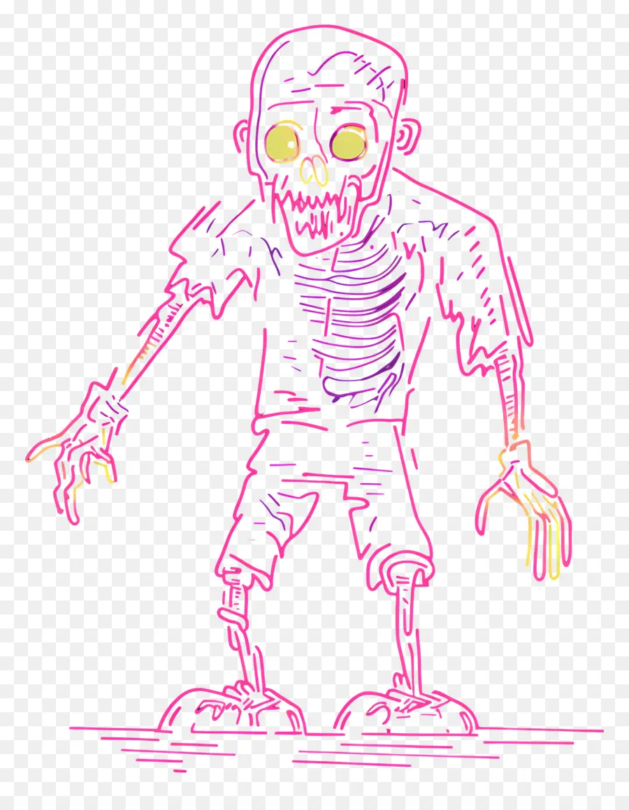 Garis Neon，Coretan Zombie PNG