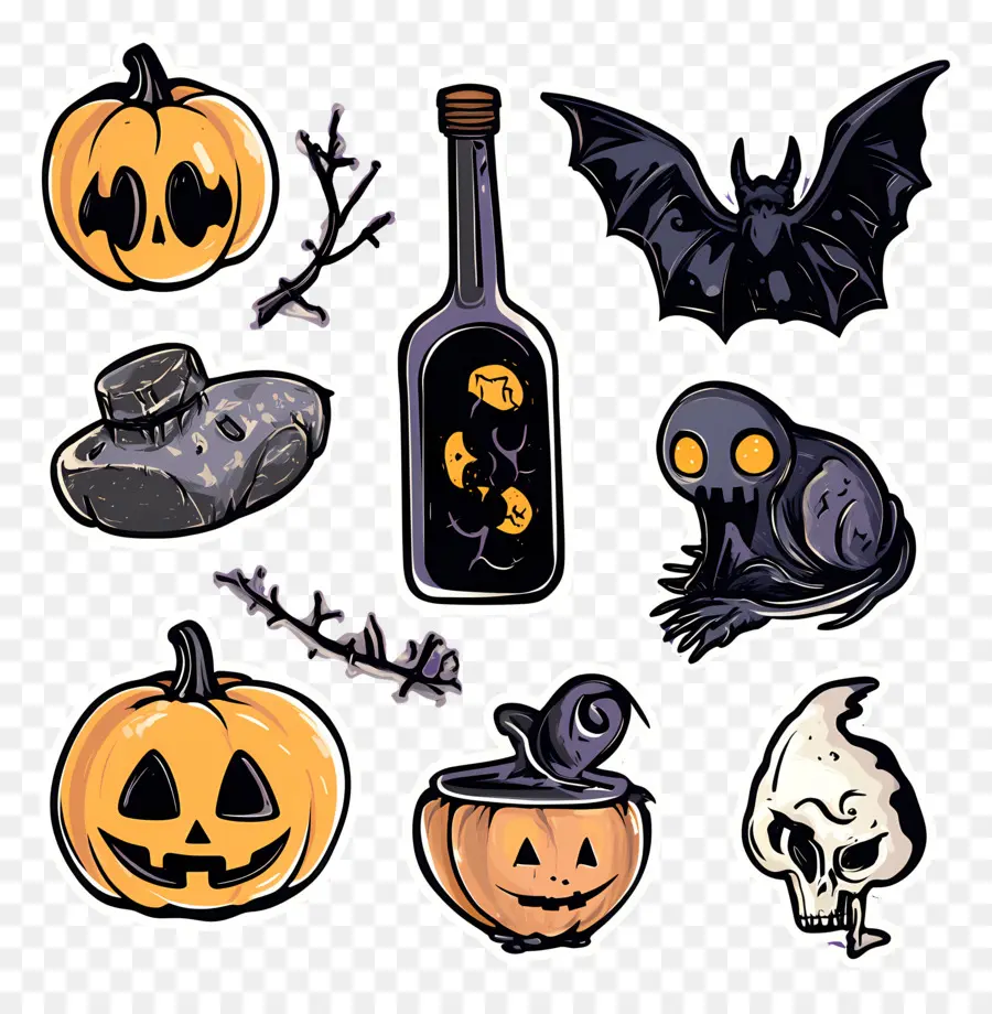 Elemen Halloween，Coretan Halloween PNG