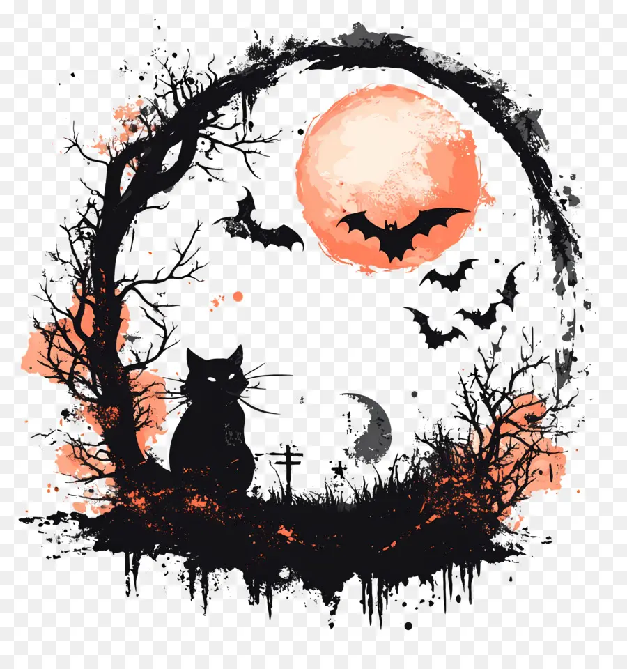 Elemen Halloween，Bulan Purnama PNG