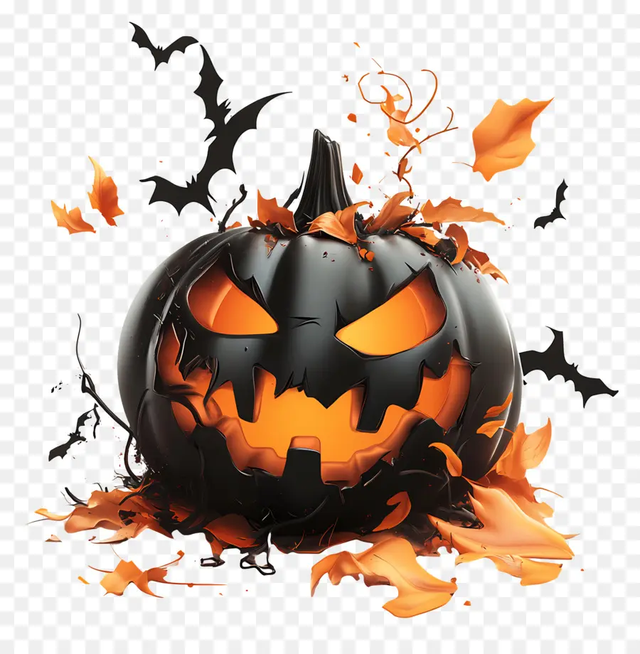 Elemen Halloween，Labu Hitam PNG