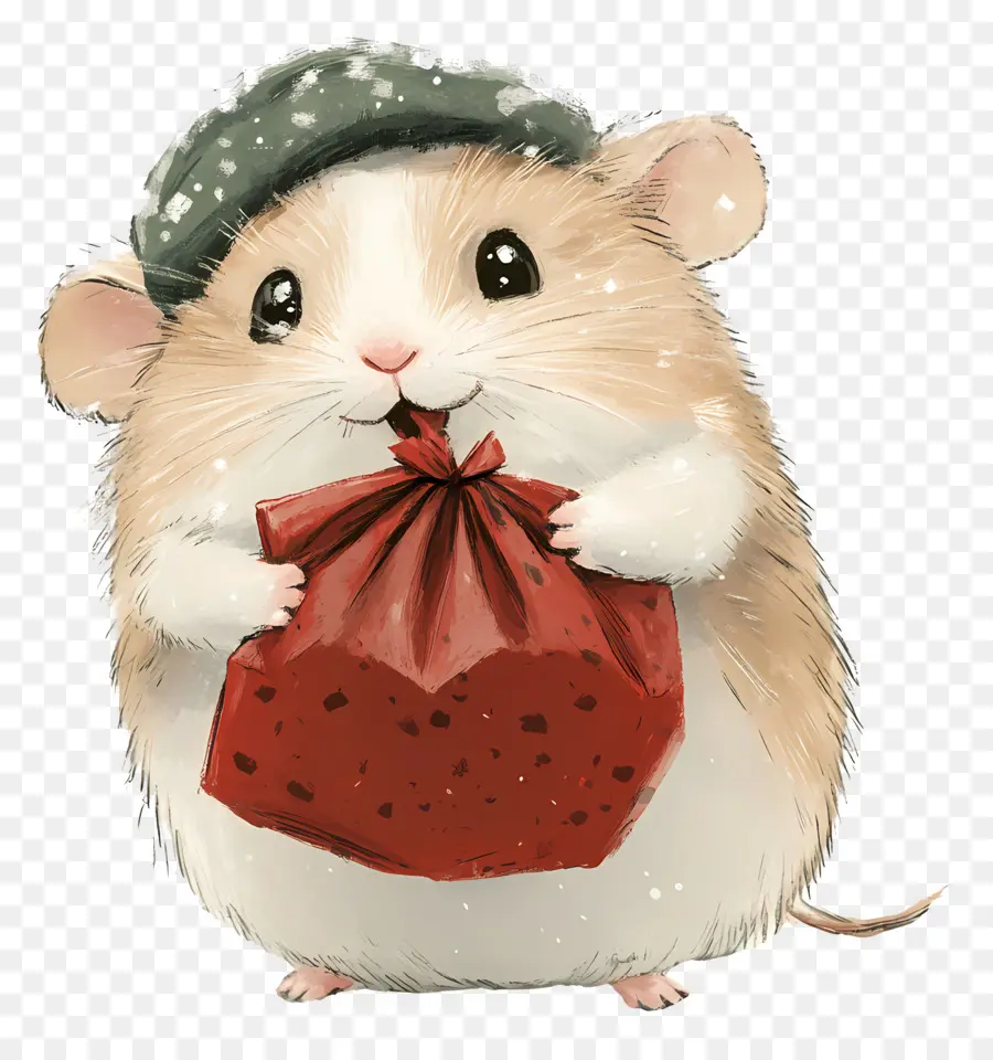 Hamster Natal，Hamster Dengan Tas Merah PNG