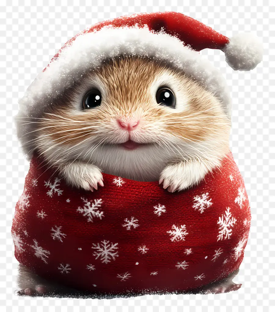 Hamster Natal，Hamster Bertopi Santa PNG