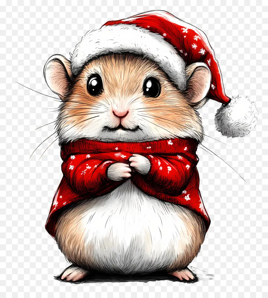 Hamster Natal，Hamster Di Santa Hat PNG