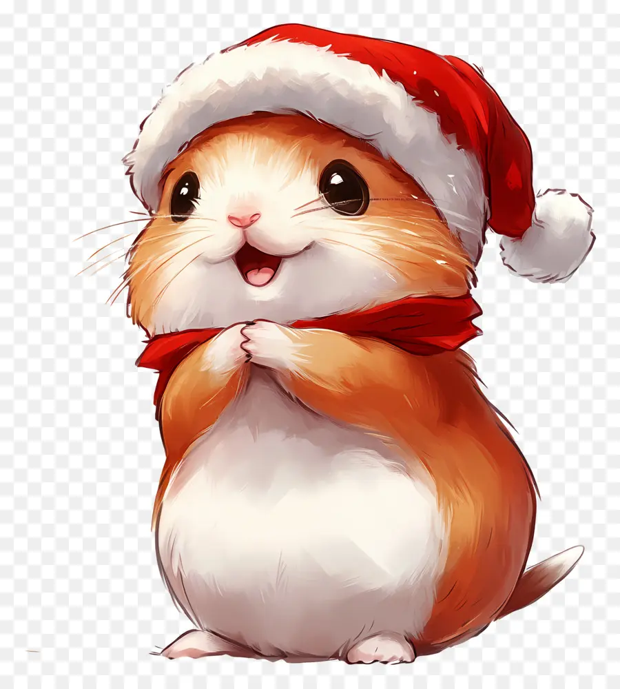 Hamster Natal，Selamat Hamster Dengan Santa Hat PNG