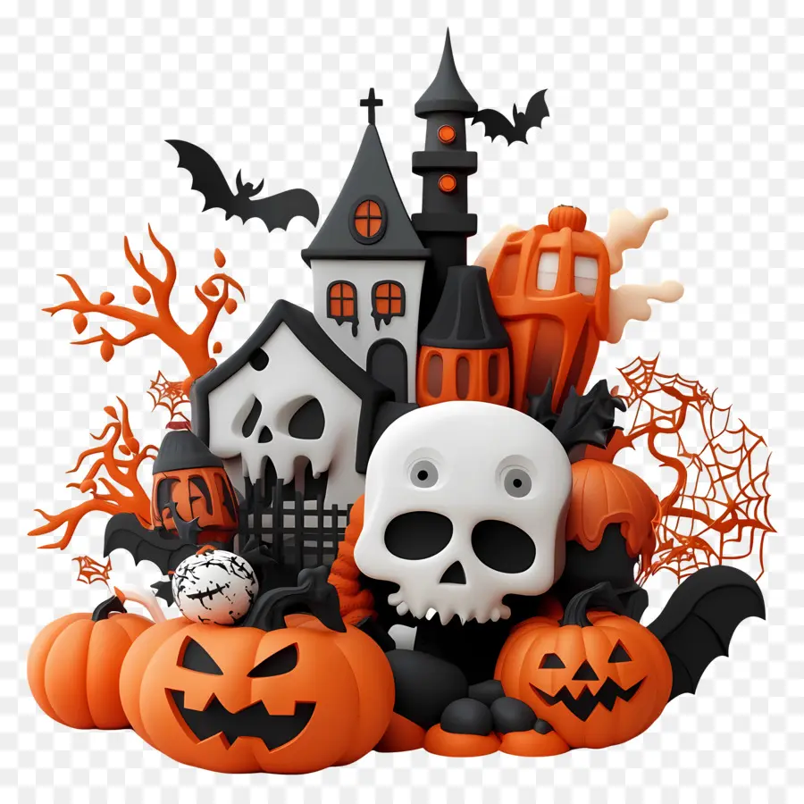 Elemen Halloween，Rumah Berhantu Halloween PNG