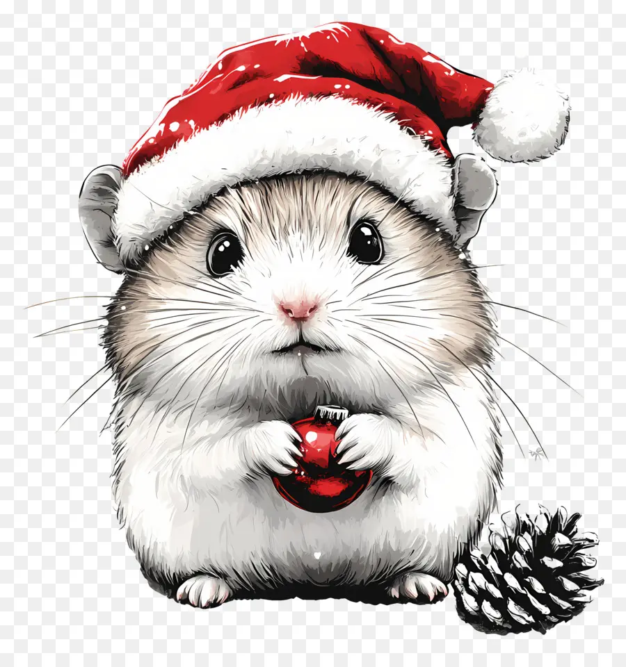 Hamster Natal，Hamster Dengan Topi Santa PNG