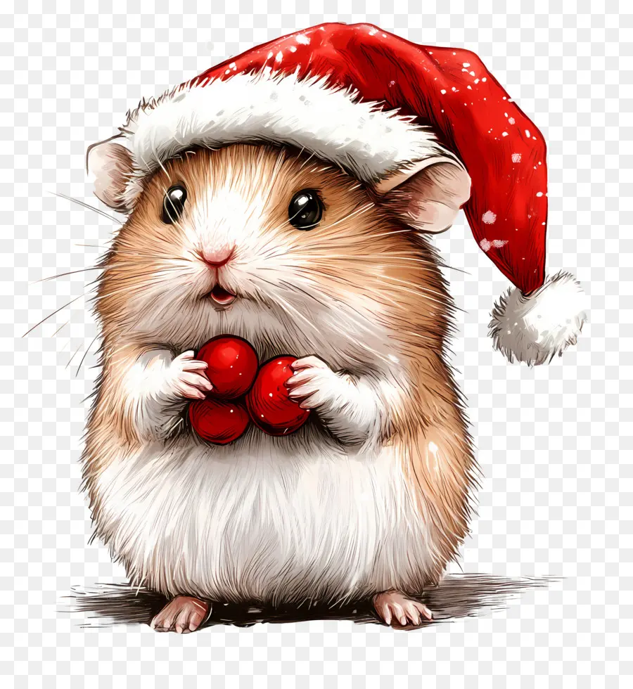 Hamster Natal，Topi Santa PNG