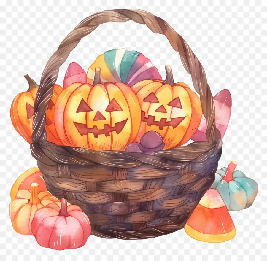 Keranjang Halloween，Keranjang Labu PNG