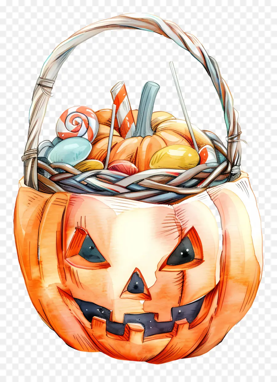 Keranjang Halloween，Keranjang Labu PNG