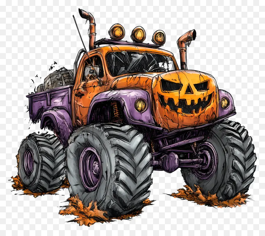 Truk Monster Halloween，Truk Monster Oranye PNG