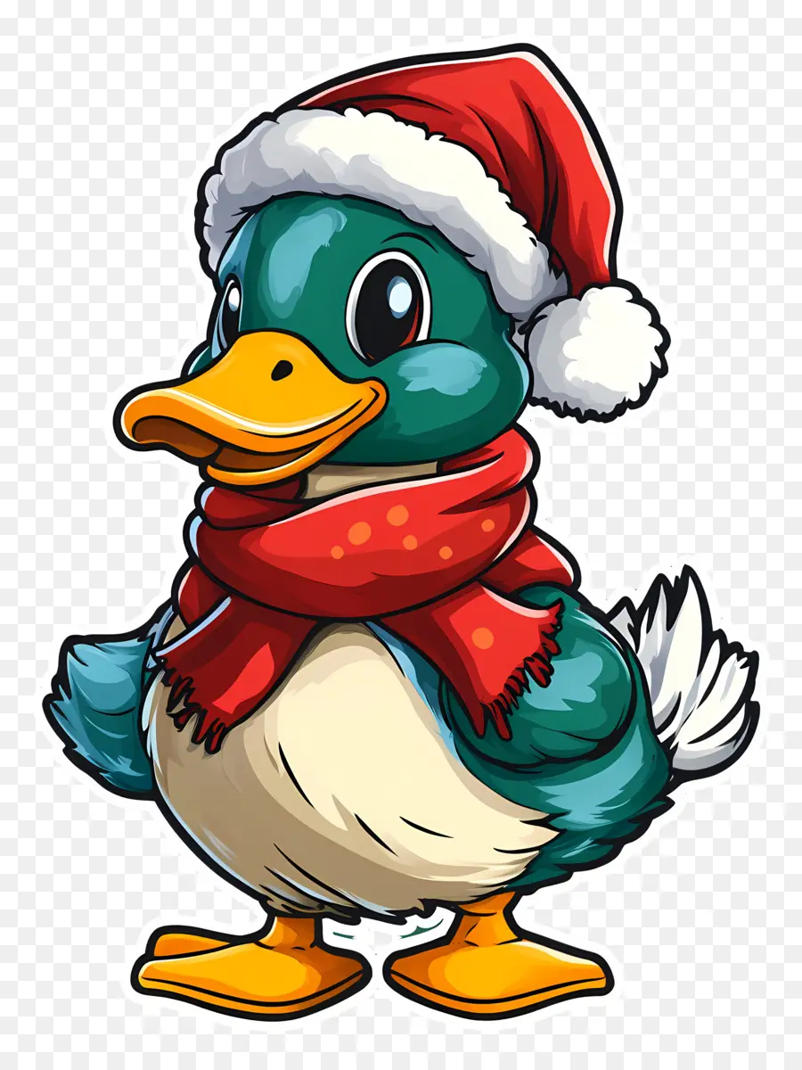 Bebek Natal，Bebek Dengan Topi Santa PNG