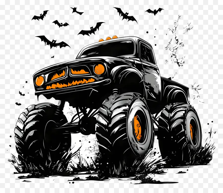 Truk Monster Halloween，Truk Monster Oranye PNG