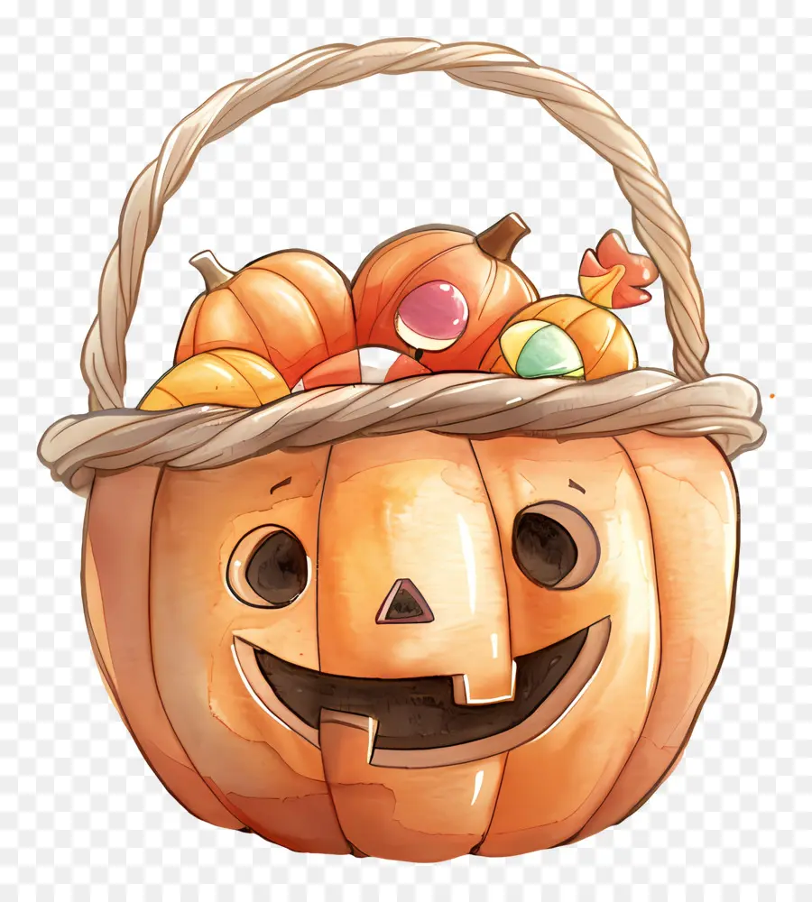 Keranjang Halloween，Keranjang Labu PNG