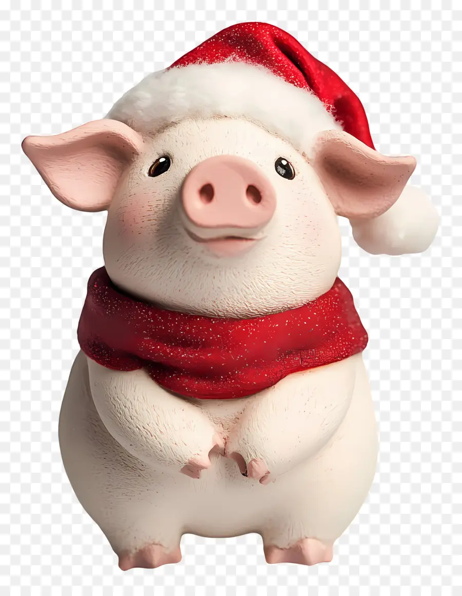 Babi Natal，Babi Dengan Topi Santa PNG