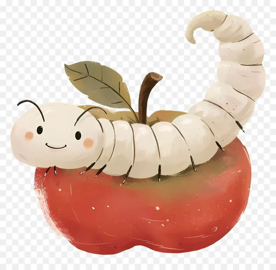 Apel Dengan Cacing，Ulat Lucu Di Apple PNG