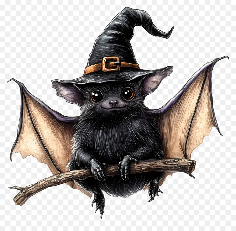 Kelelawar Halloween，Kelelawar Lucu Dengan Topi Penyihir PNG