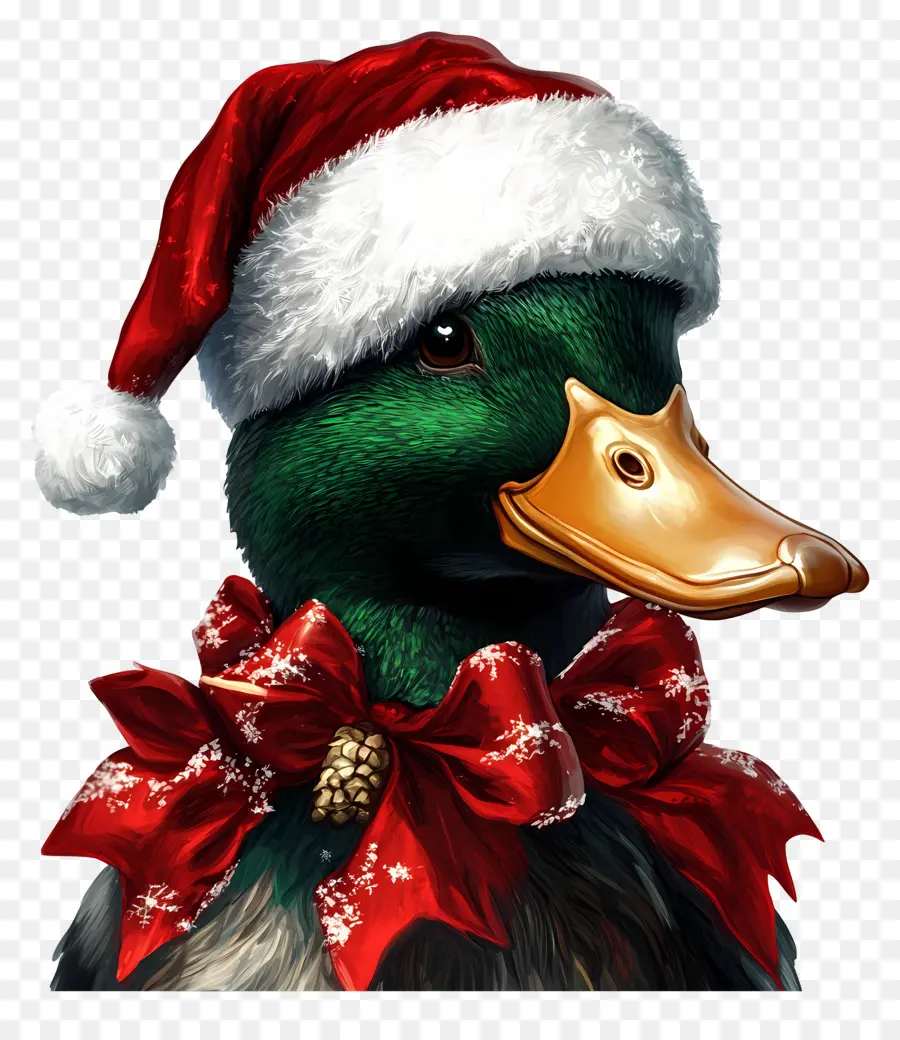 Bebek Natal，Bebek Dengan Topi Santa PNG