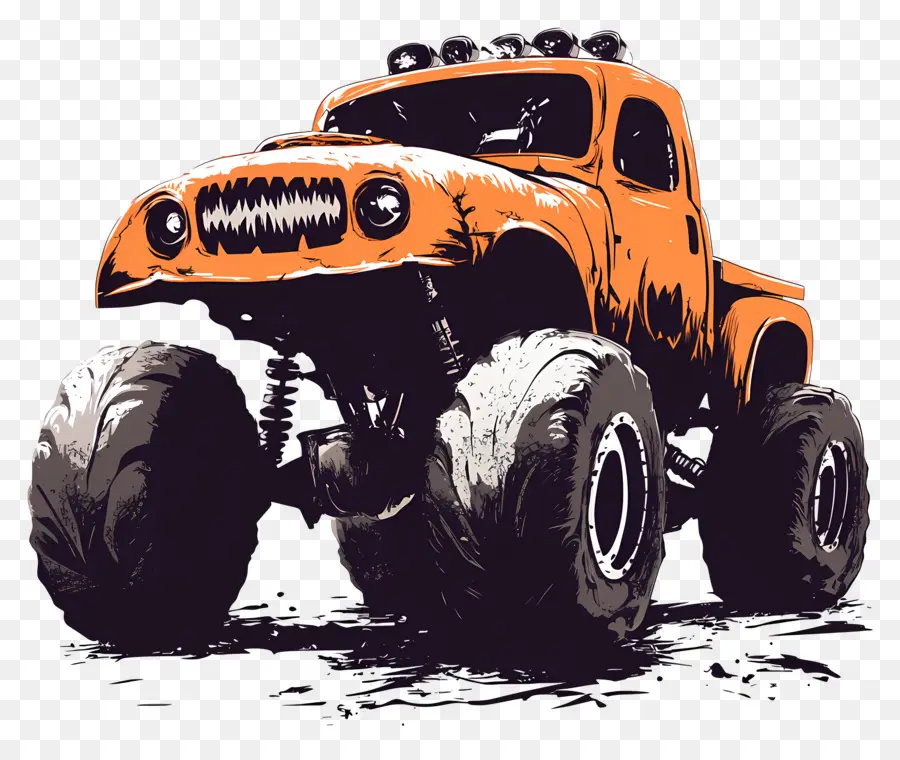 Truk Monster Halloween，Truk Monster Oranye PNG