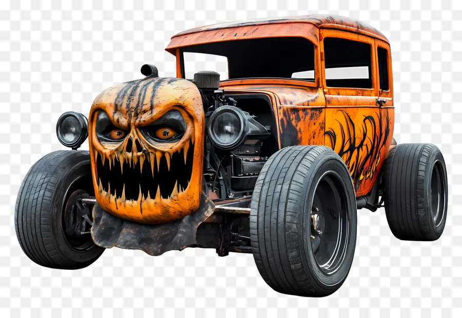 Truk Monster Halloween，Mobil Halloween Oranye PNG