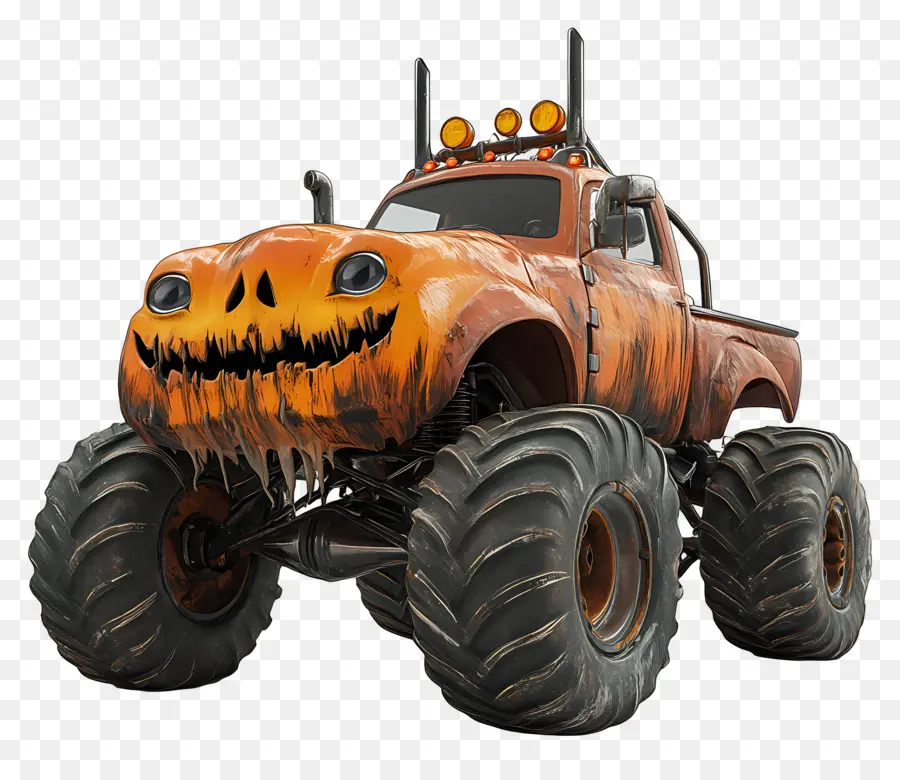 Truk Monster Halloween，Truk Monster Oranye PNG