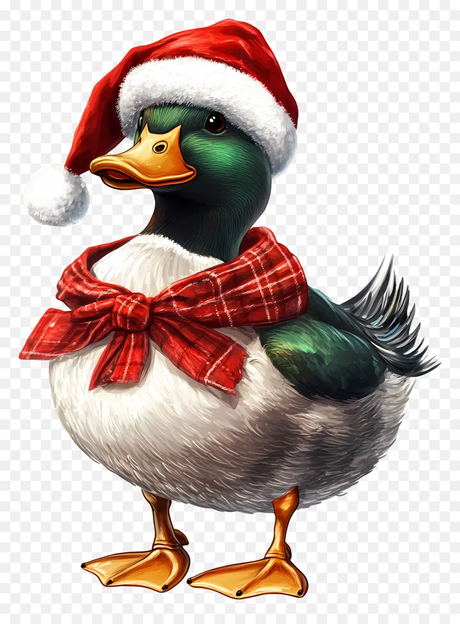 Bebek Natal，Bebek Dengan Topi Santa PNG