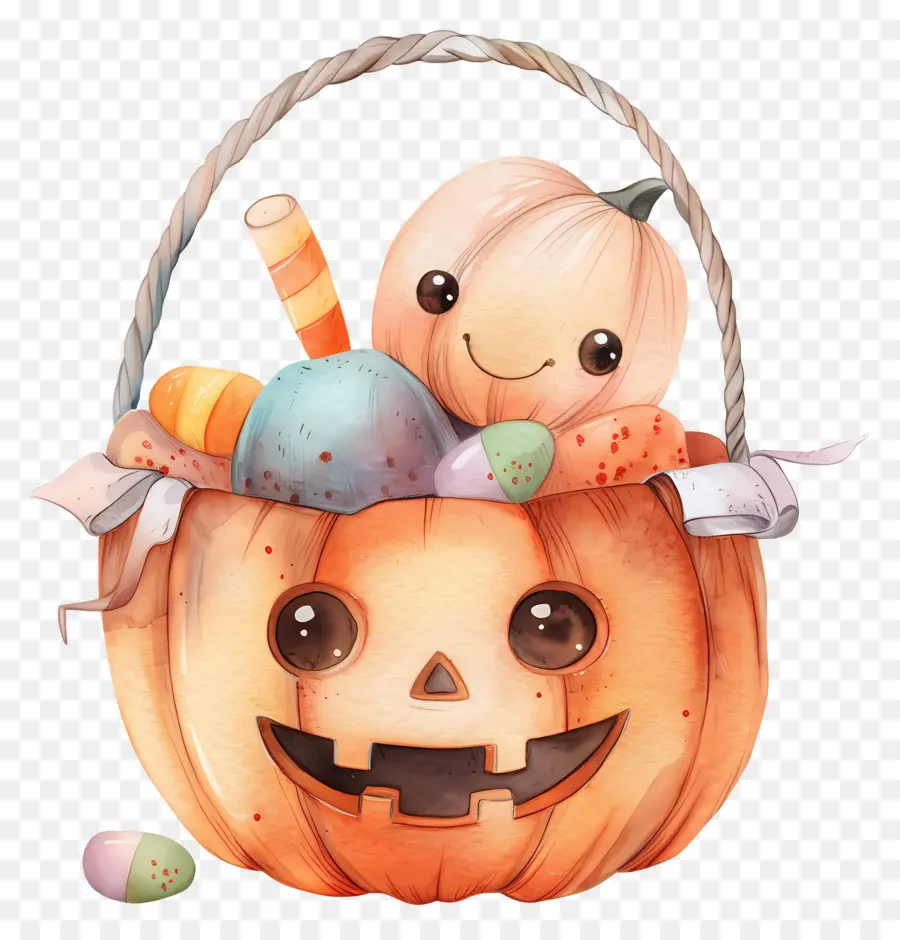 Keranjang Halloween，Keranjang Labu PNG