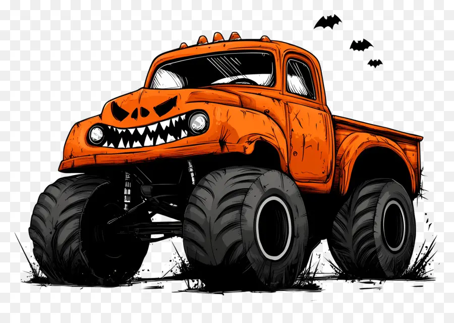 Truk Monster Halloween，Truk Monster Oranye PNG