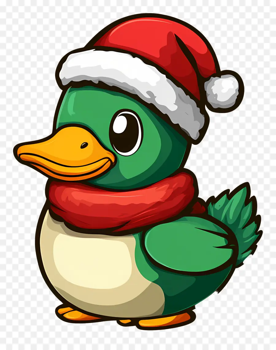 Bebek Natal，Bebek Dengan Topi Santa PNG