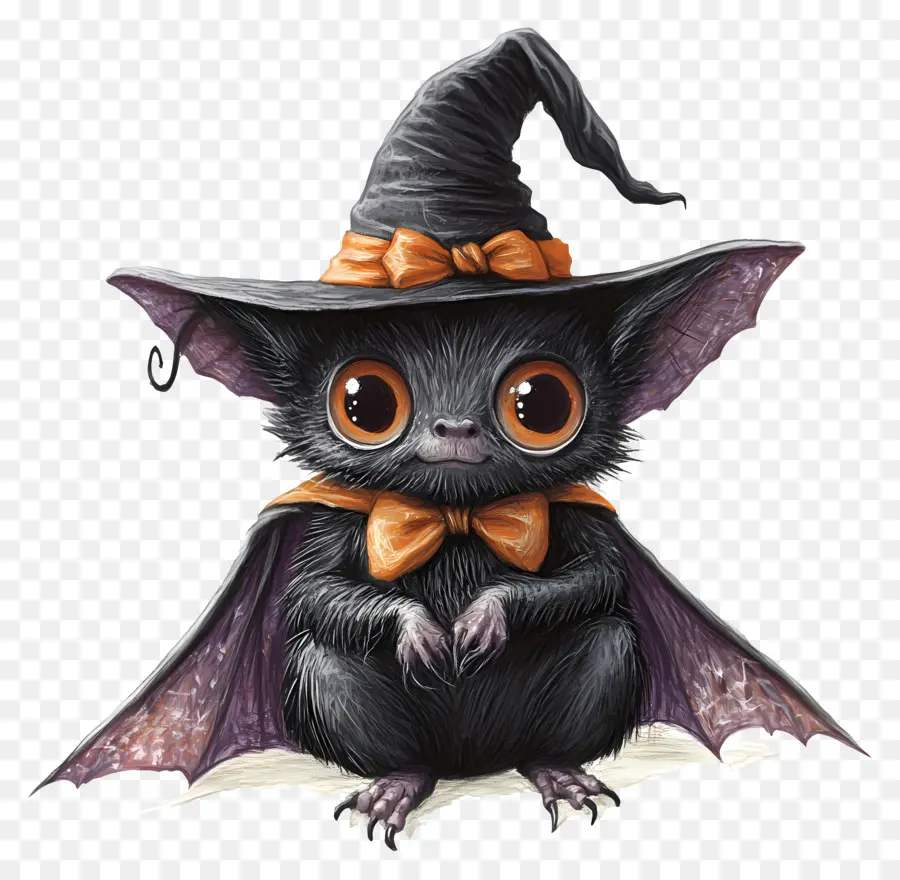 Kelelawar Halloween，Kelelawar Lucu Dengan Topi Penyihir PNG