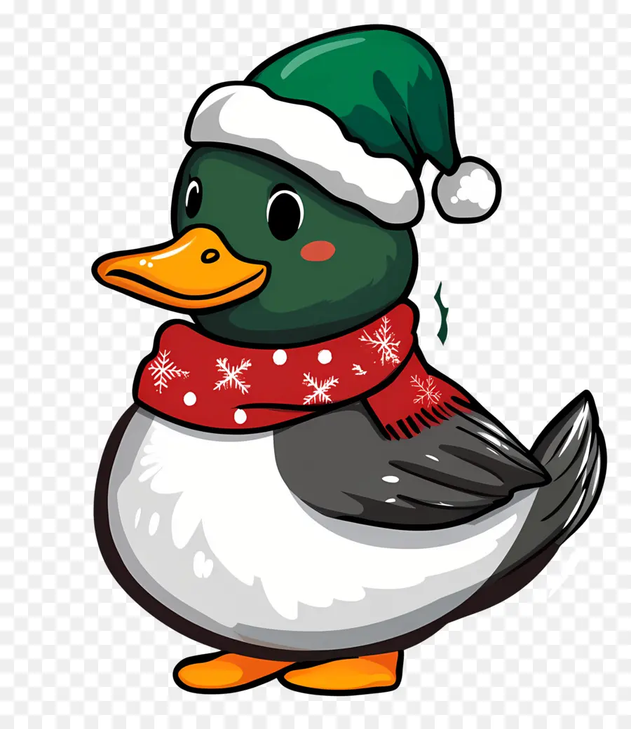 Bebek Natal，Bebek Dengan Topi Santa PNG