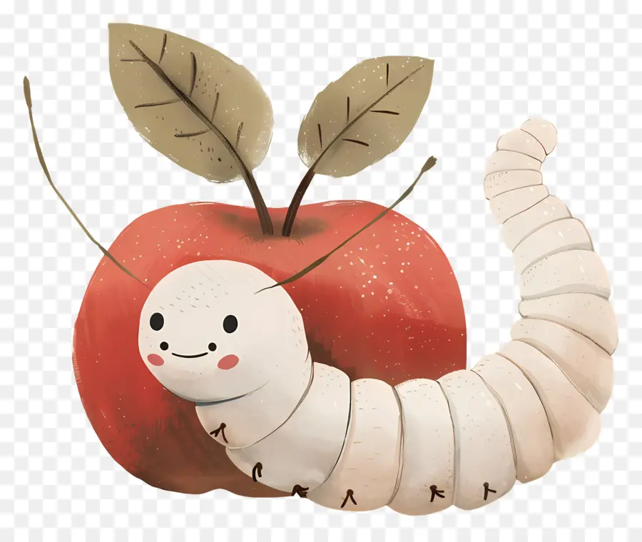 Apel Dengan Cacing，Ulat Lucu Di Apple PNG