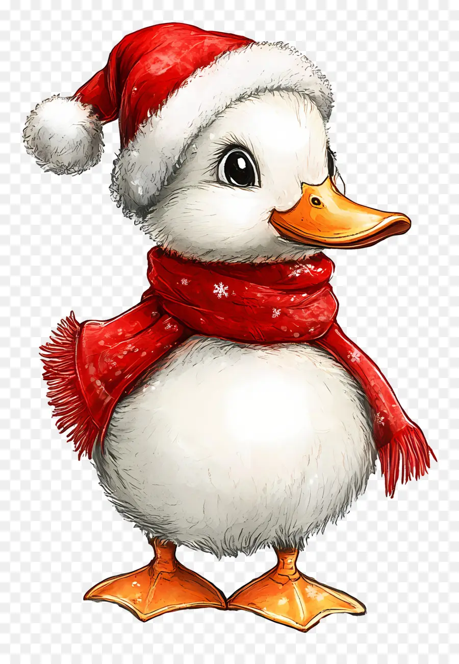 Bebek Natal，Bebek Dengan Topi Santa PNG