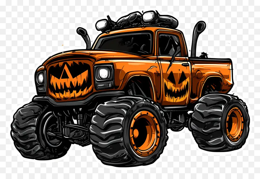 Truk Monster Halloween，Truk Monster Oranye PNG