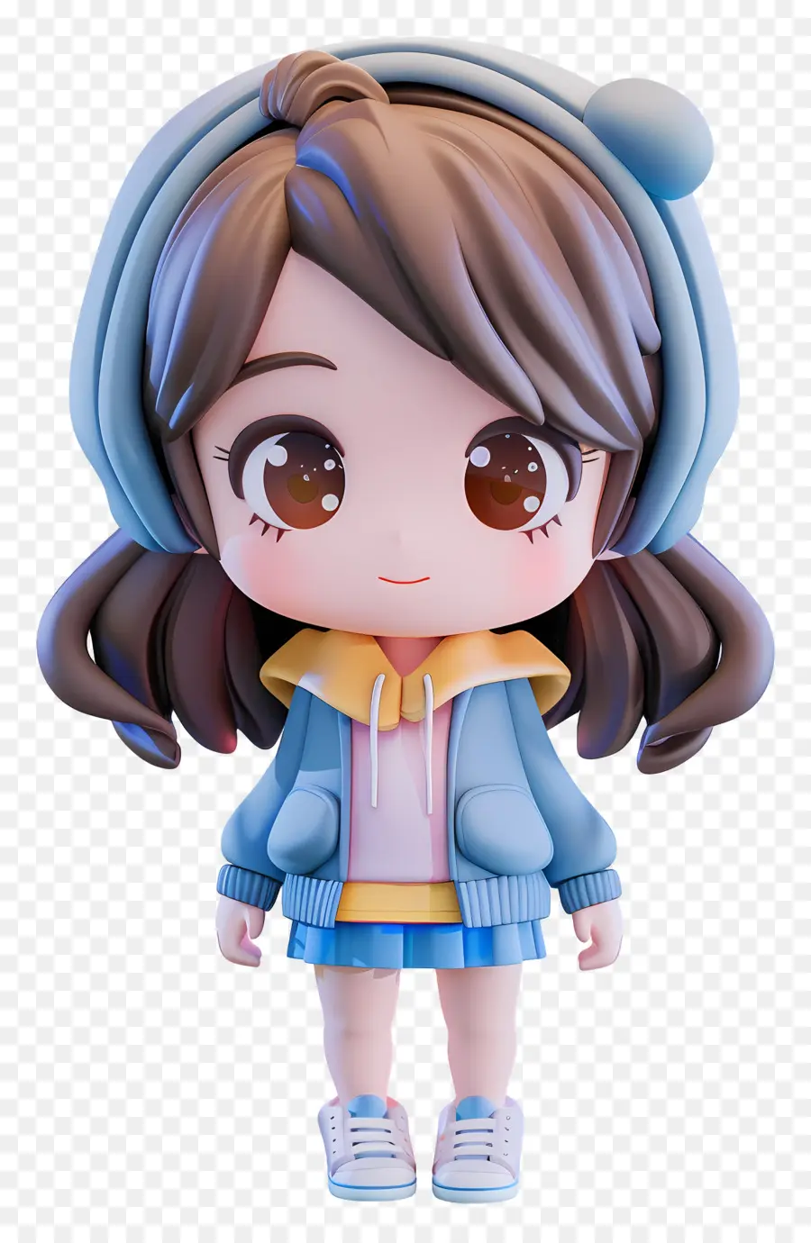 Gadis Chibi，Gadis Manis Dengan Hoodie Biru PNG