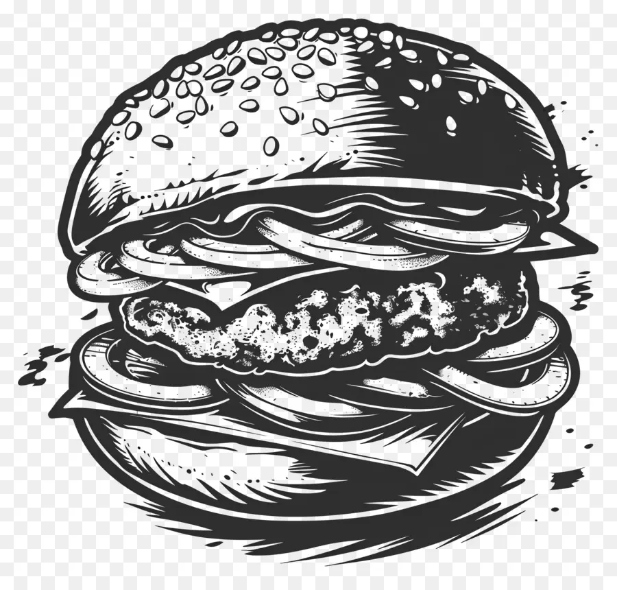 Garis Besar Burger，Burger Antik PNG