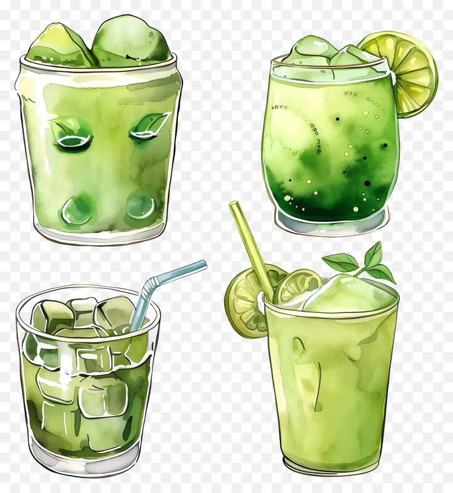 Minuman Matcha，Minuman Hijau PNG