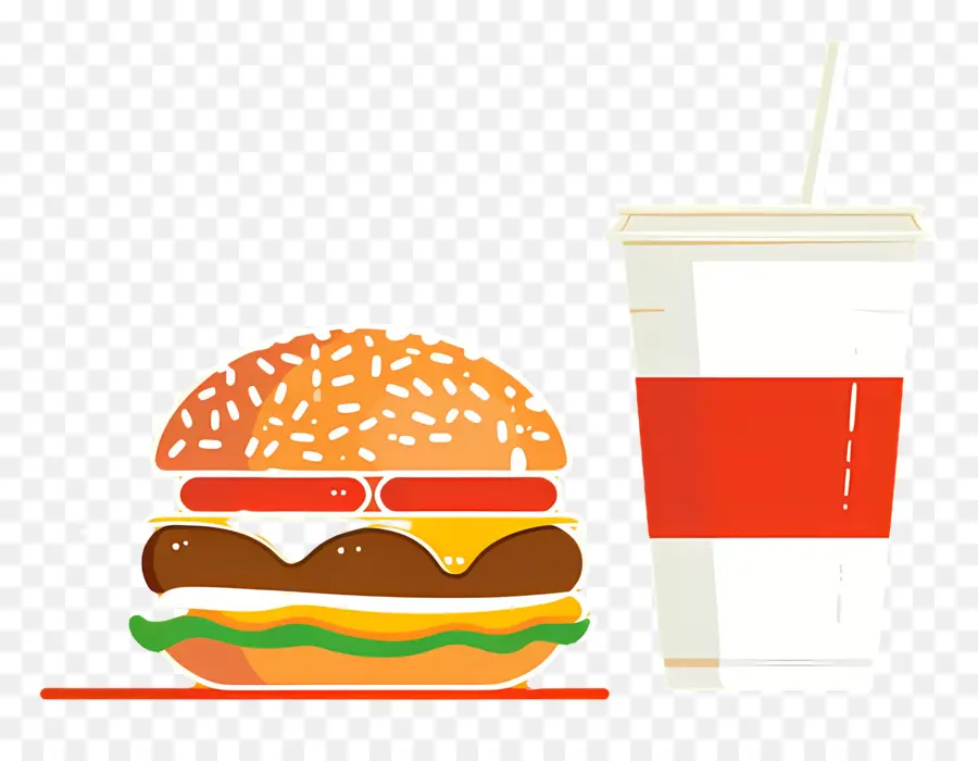 Burger Coca Cola，Burger Dan Minuman PNG