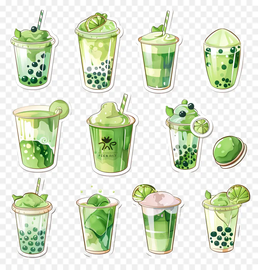 Minuman Matcha，Minuman Hijau PNG