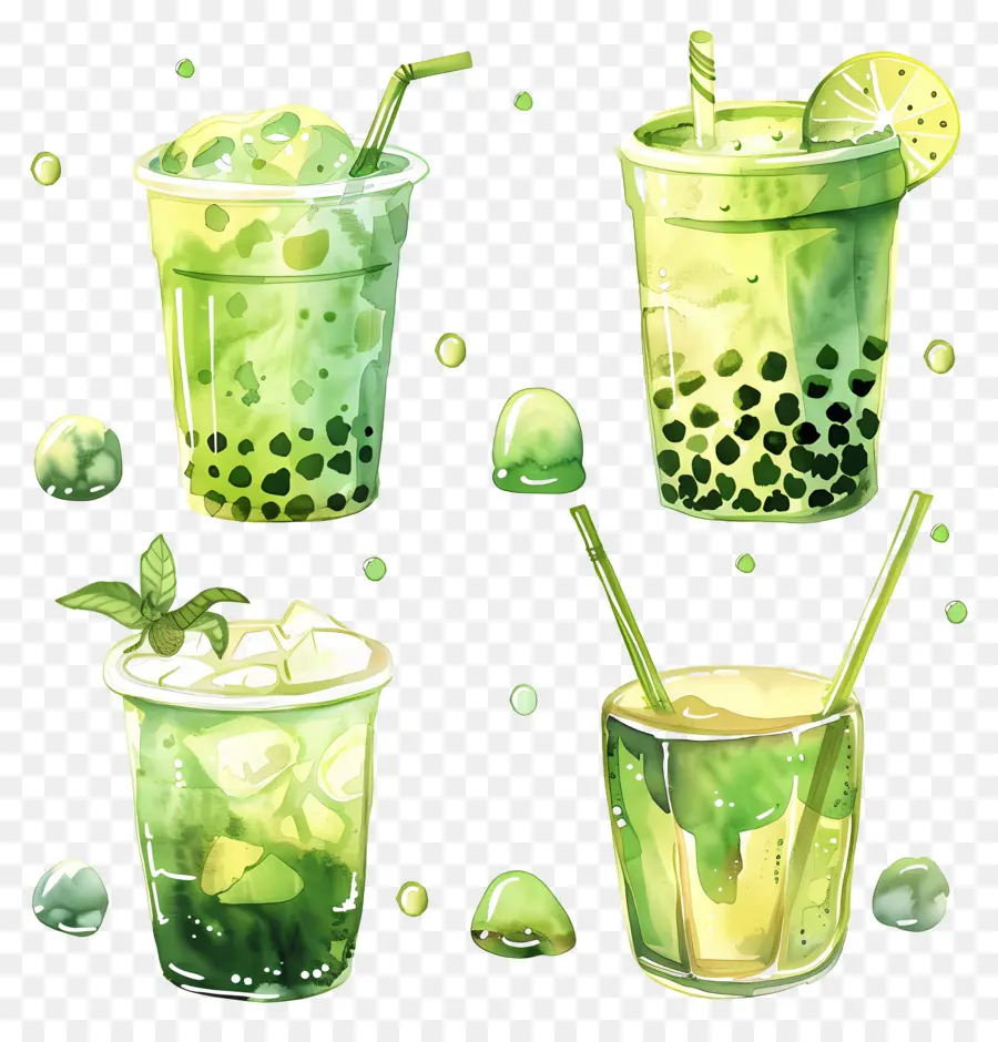 Minuman Matcha，Minuman Hijau PNG