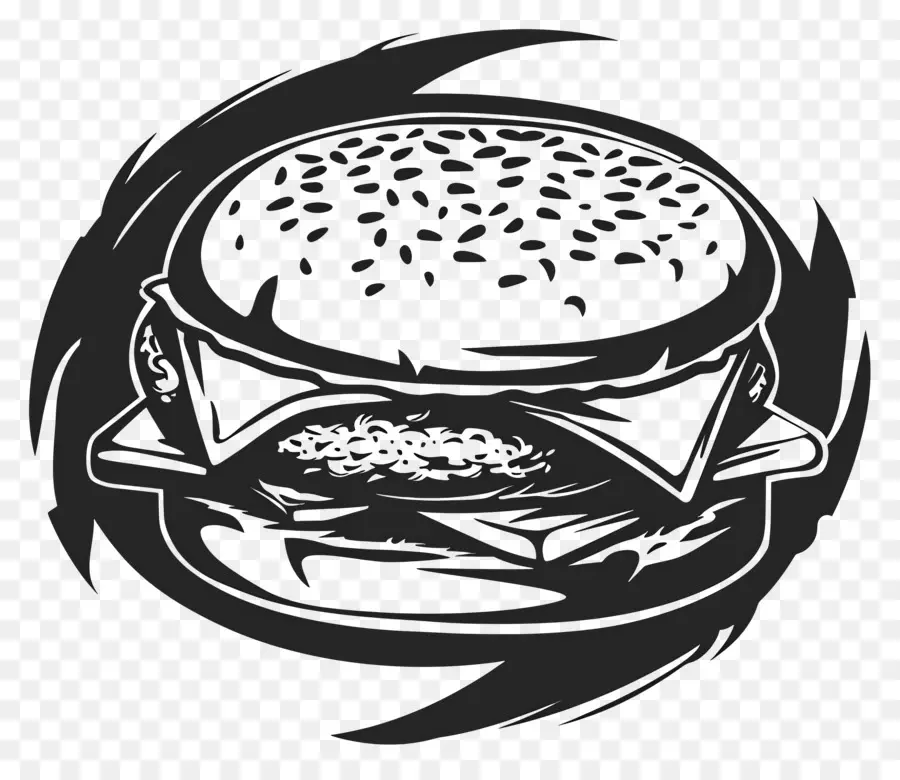 Garis Besar Burger，Ilustrasi Burger PNG