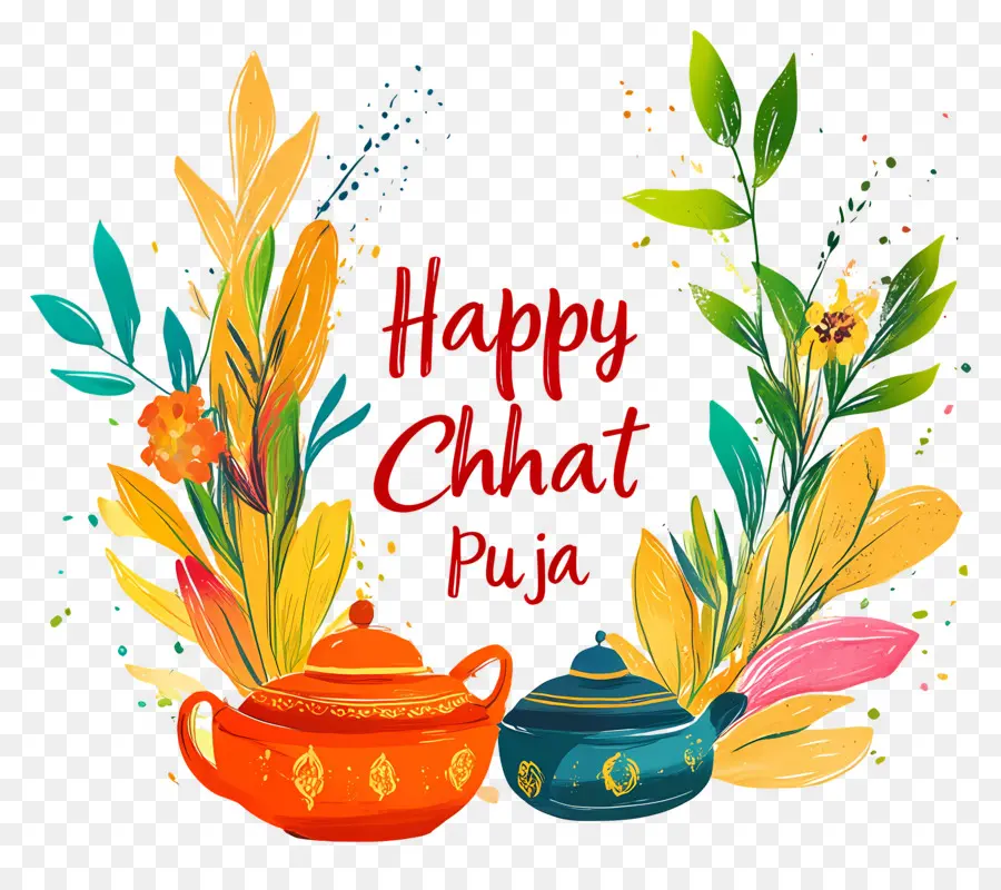 Selamat Chhat Puja，Pot Dekoratif PNG