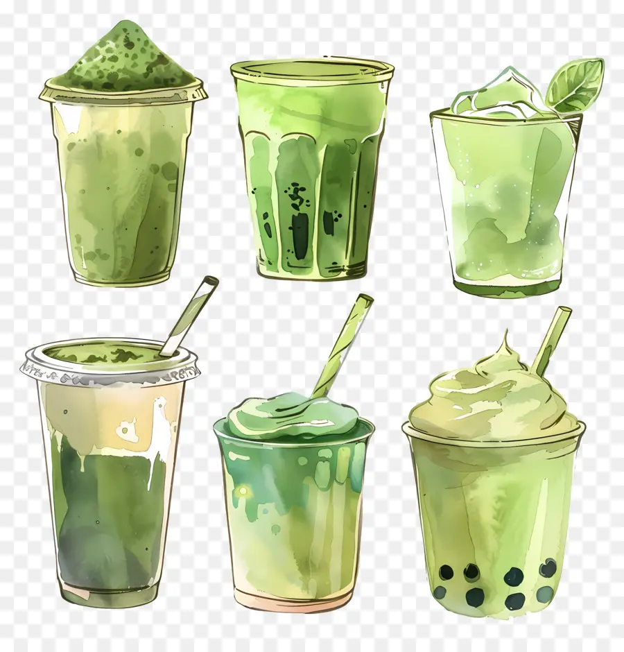 Minuman Matcha，Minuman Hijau PNG