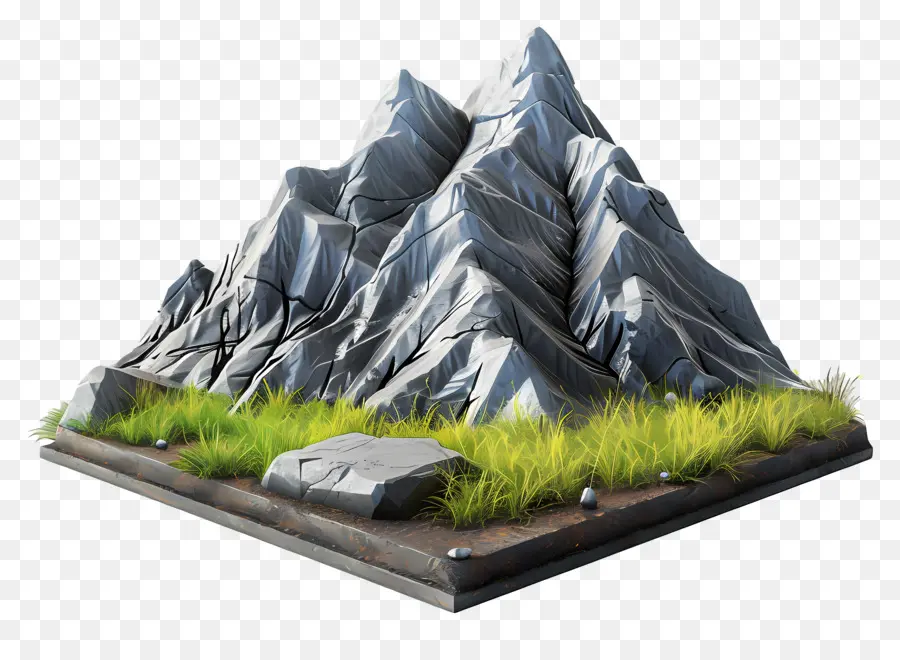 Rumput Gunung，Model Gunung 3d PNG