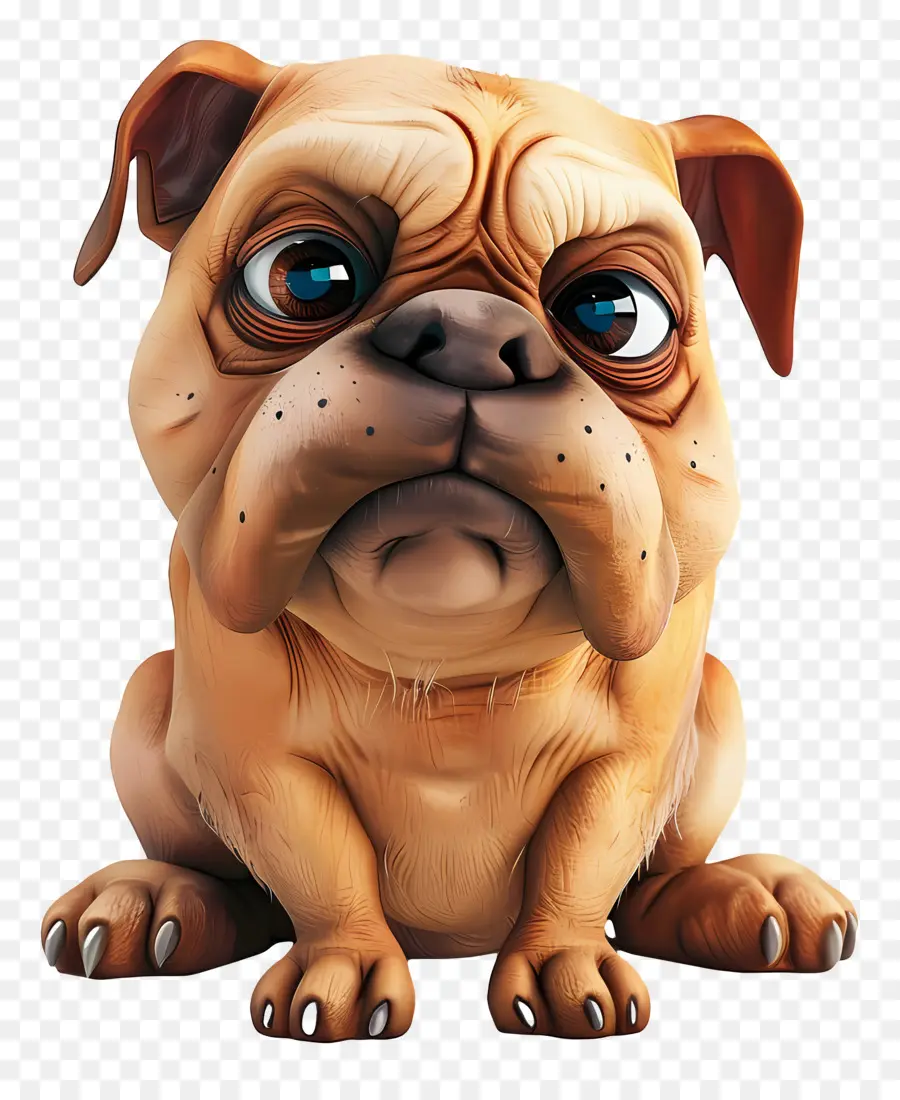 Anjing 3d，Anjing Pug Kartun PNG