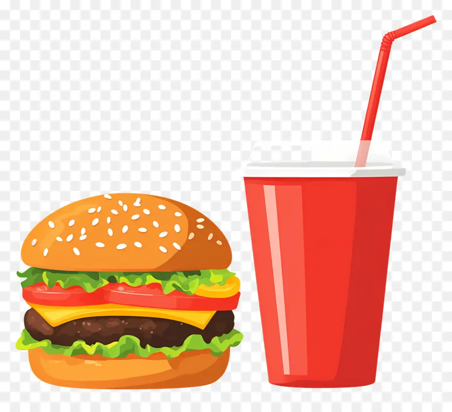 Burger Coca Cola，Burger Dan Minuman PNG