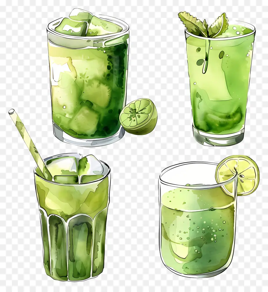 Minuman Matcha，Minuman Hijau PNG