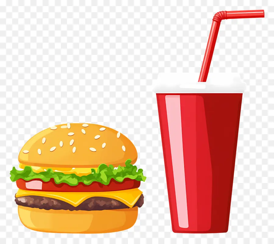 Burger Coca Cola，Burger Dan Minuman PNG