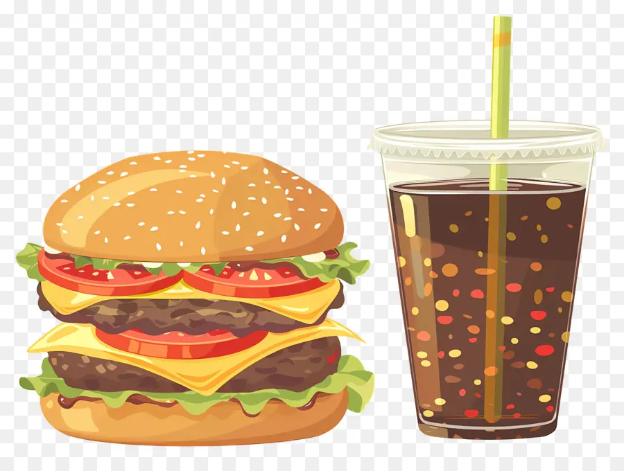 Burger Coca Cola，Burger Dan Minuman PNG