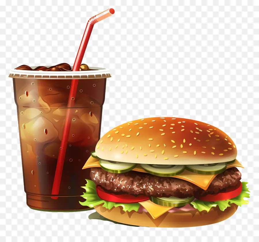 Burger Coca Cola，Makanan Cepat Saji PNG